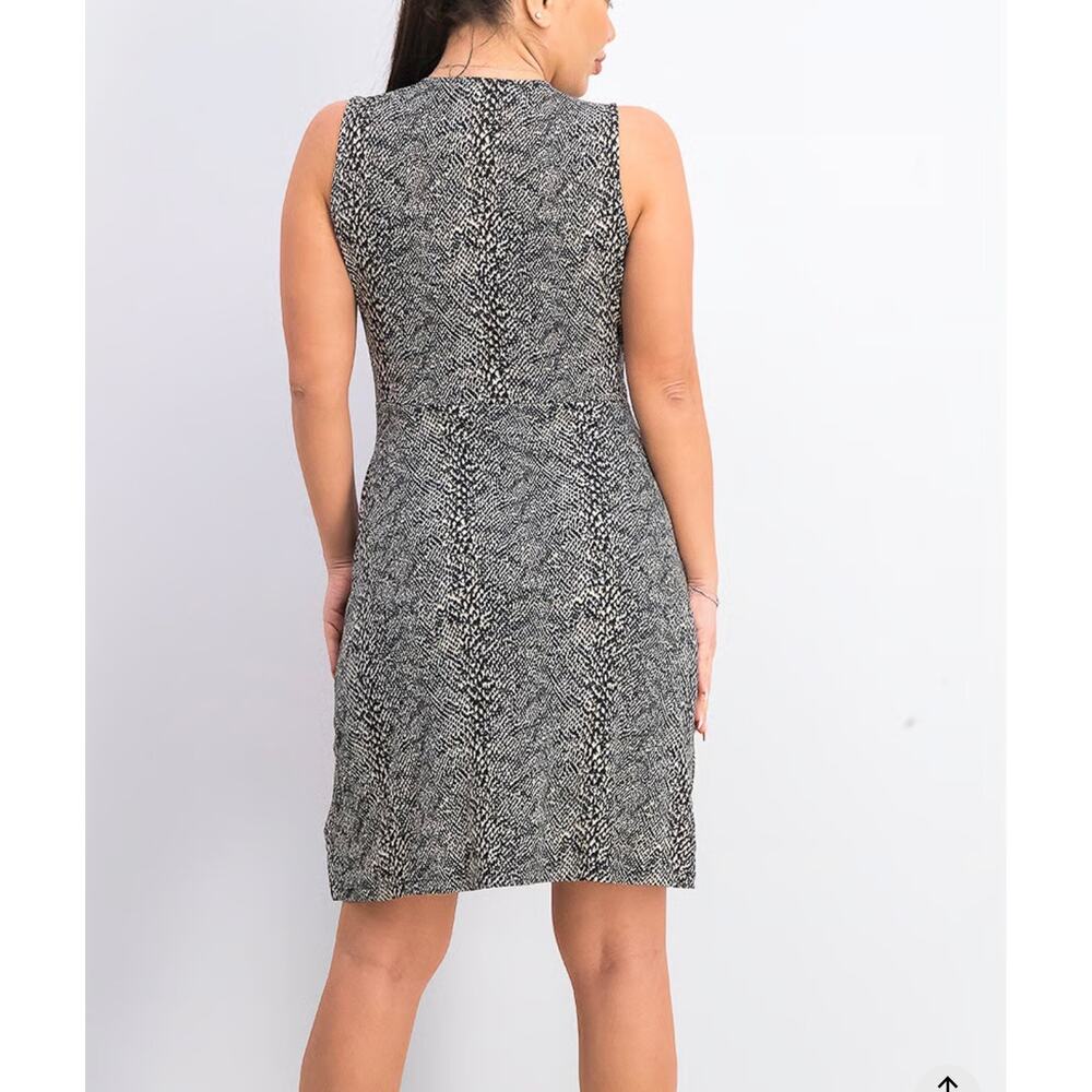 Faux Wrap Dress Black Snakeskin Print Womens Medium NWT Sleeveless Versatile - Picture 3 of 9